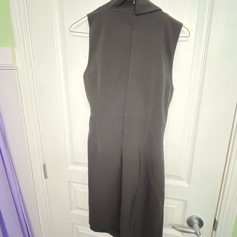 Sisley Black Draped Sleeveless Lined Polyester Blend MIDI Asymmetrical Dress S - Picture 6 of 12